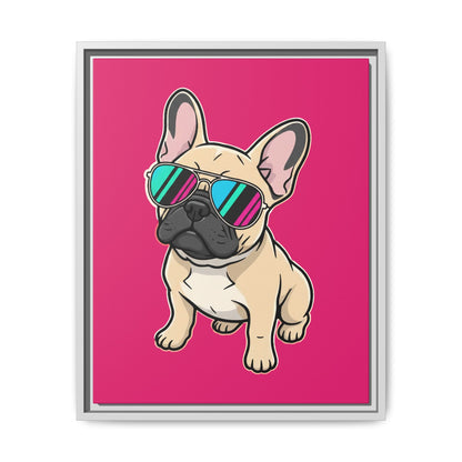 French Bulldog with Sunglasses - Framed Canvas