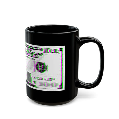 100 Dollars Bill - Green/Magenta Glitch - Black Mug