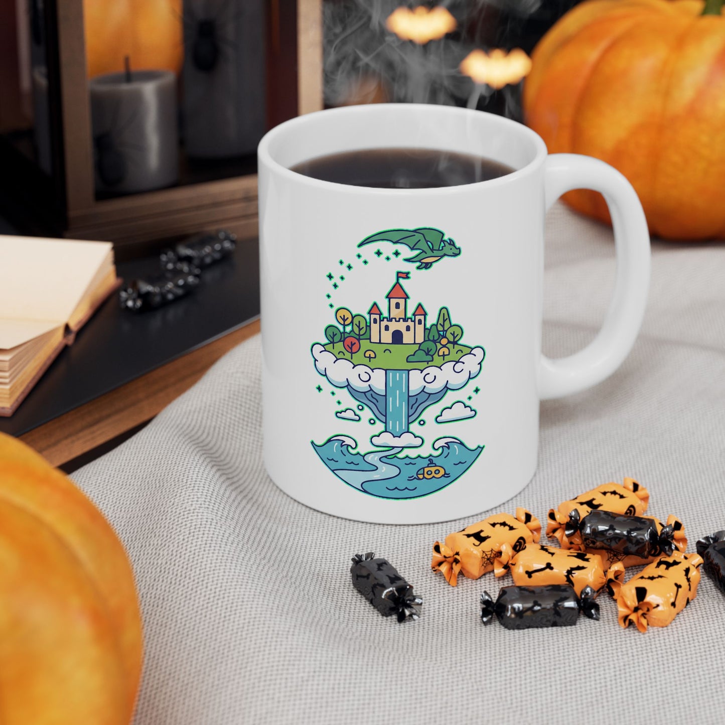 Floating Castle Dragon - Magical Fantasy Island - Mug