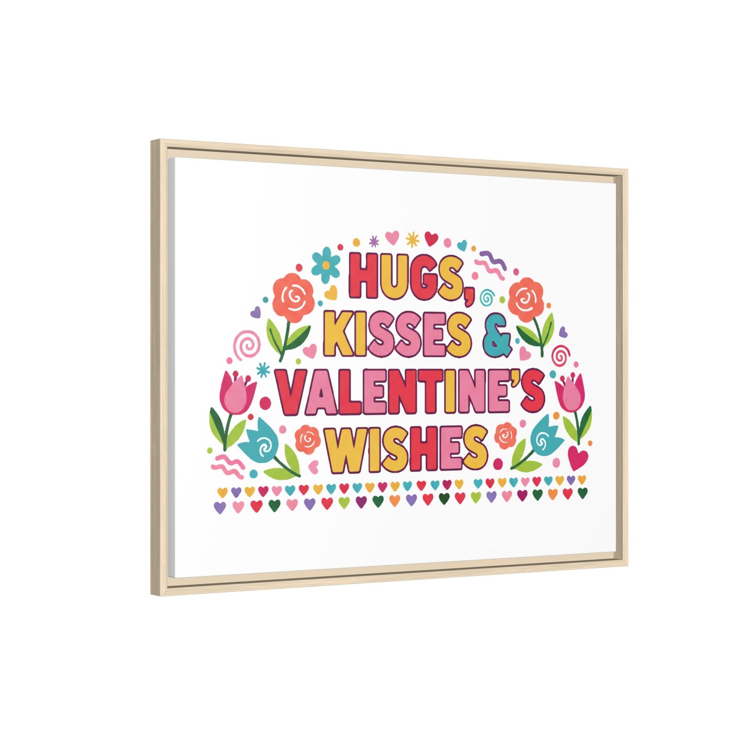 Hugs Kisses & Valentine's Wishes - Framed Canvas