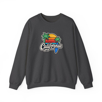 California Sunset Crewneck Sweatshirt, Cozy Sweatshirt, Unisex Pullover, Graphic Tee, Beach Lifestyle Apparel, Casual Wear, Gift for Him/Her