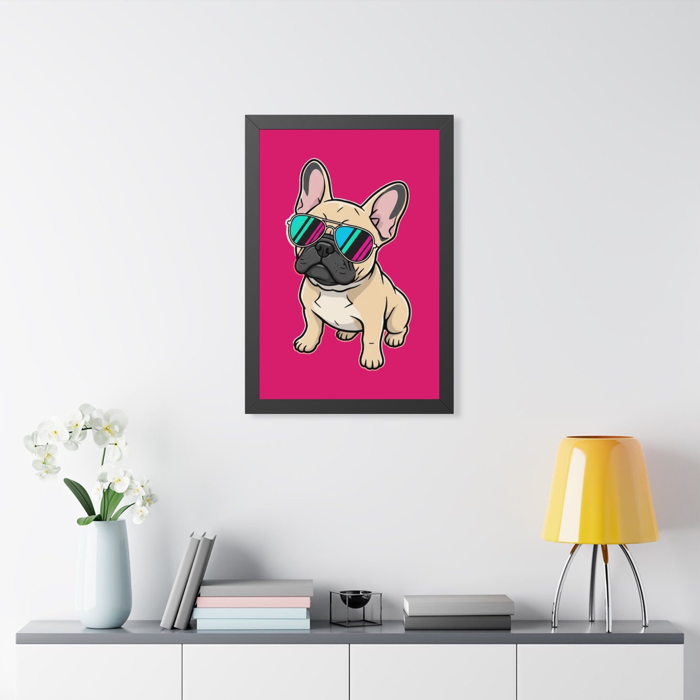 French Bulldog with Sunglasses - Framed Poster