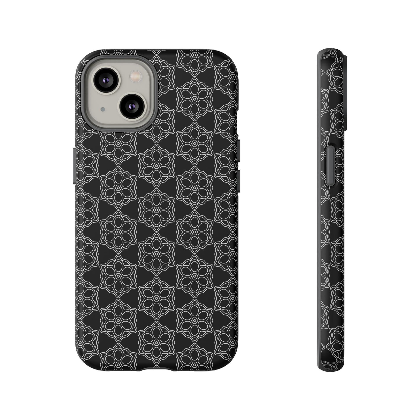 Geometric Pattern Phone Case, Dark Floral Case for Tough Protection, Stylish Smartphone Accessory, Gift for Tech Lovers, Trendy Mobile Cover