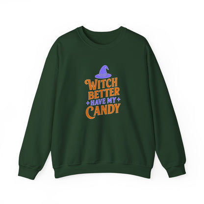 Witch Better Have My Candy Sweatshirt, Halloween Sweatshirt, Unisex Crewneck, Cozy Fall Apparel, Spooky Season Fashion