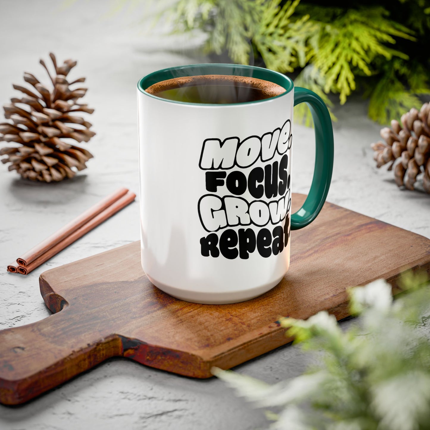 Move. Focus. Grow. Repeat. - Colorful Mug