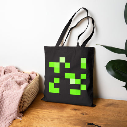 Lime Green Pixel Grid - Tote Bag