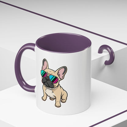 French Bulldog with Sunglasses - Color Accent Mug