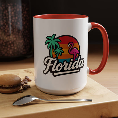 Florida Sunset Palm - Color Accent Mug