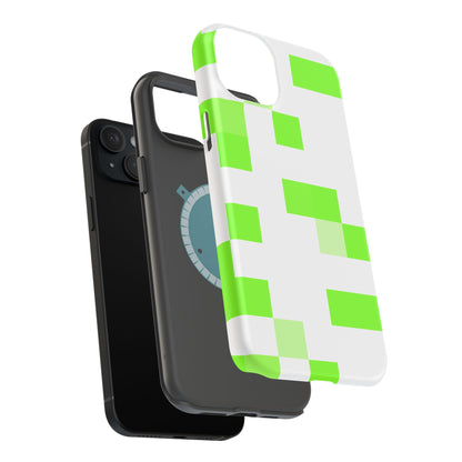 Lime Green Pixel Grid - Magnetic Phone Case