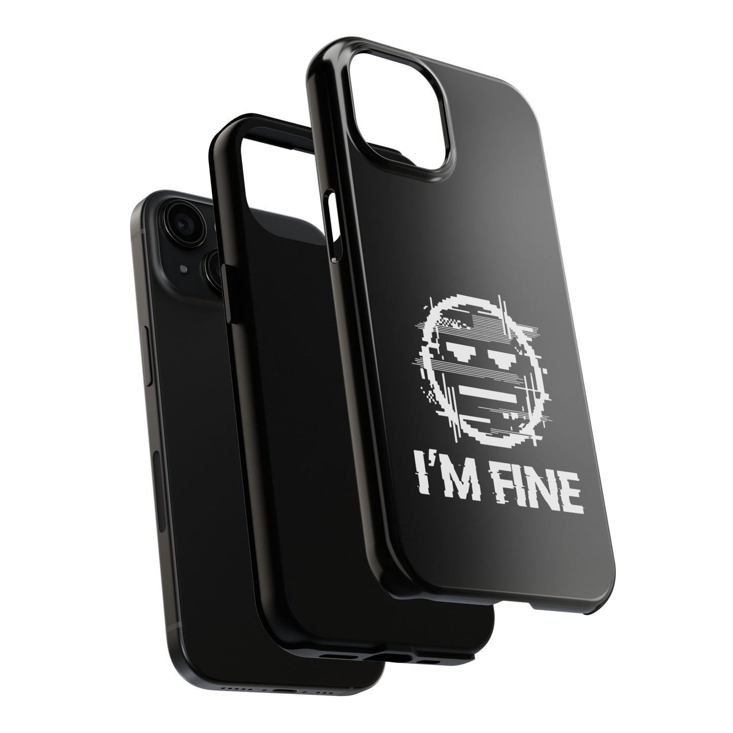 I’m Fine Glitched Smiley - Phone Case
