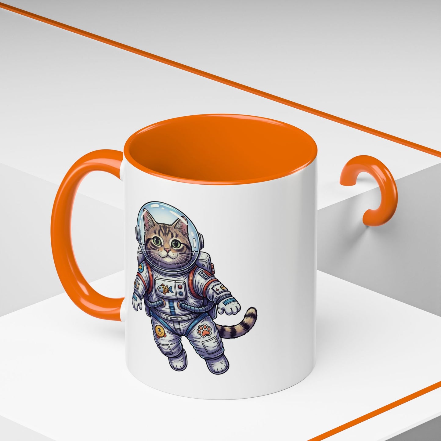 Astronaut Cat - Color Accent Mug