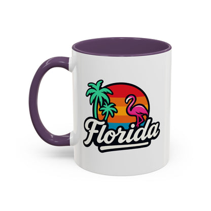 Florida Sunset Palm - Color Accent Mug