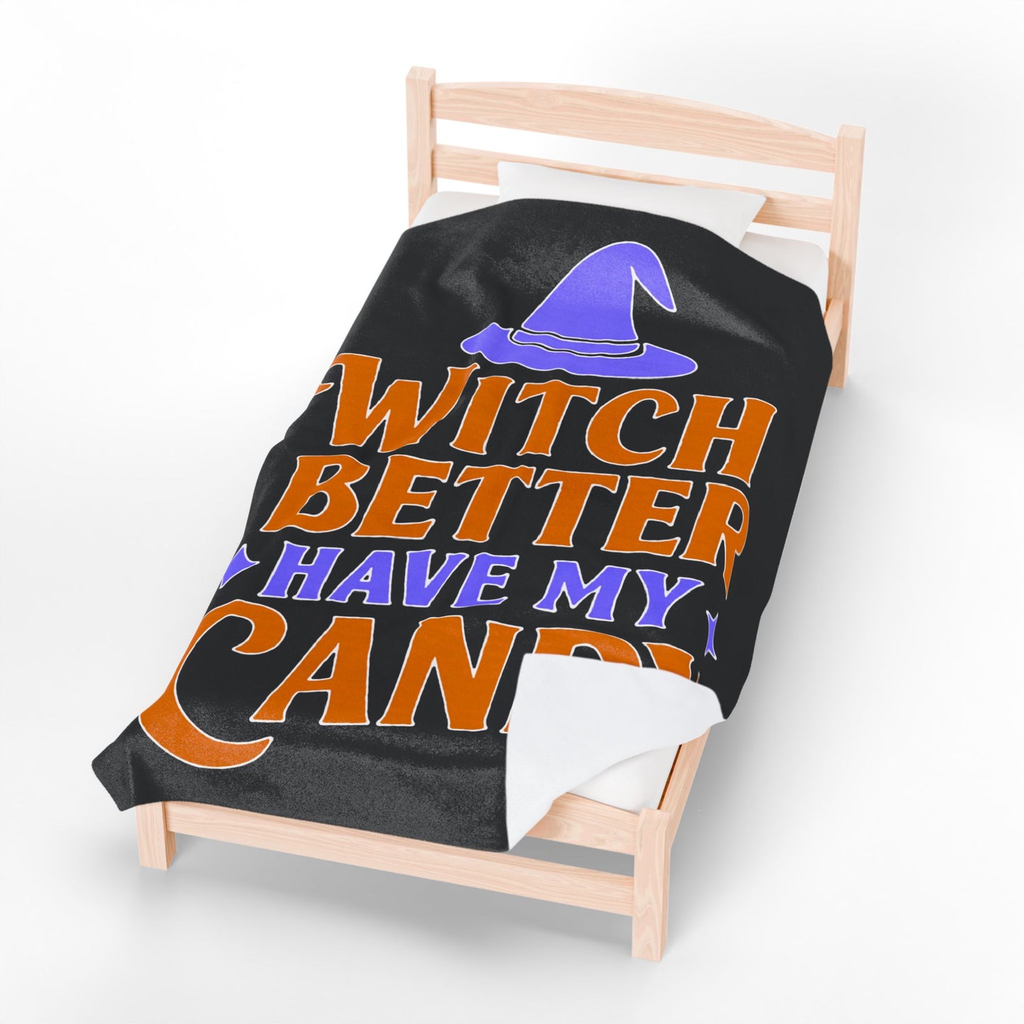 Halloween Velveteen Plush Blanket - Cozy Witch-Inspired Throw, Perfect for Fall Décor, Spooky Season, Trick or Treat, Gift for Her