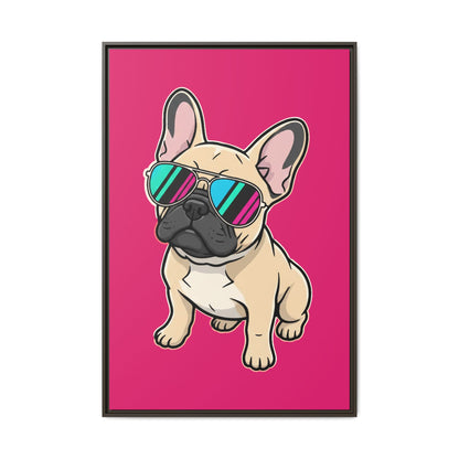 French Bulldog with Sunglasses - Framed Canvas