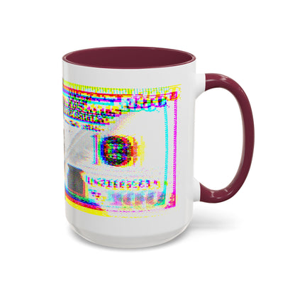 100 Dollars Bill - Neon Color Explosion - Color Accent Mug