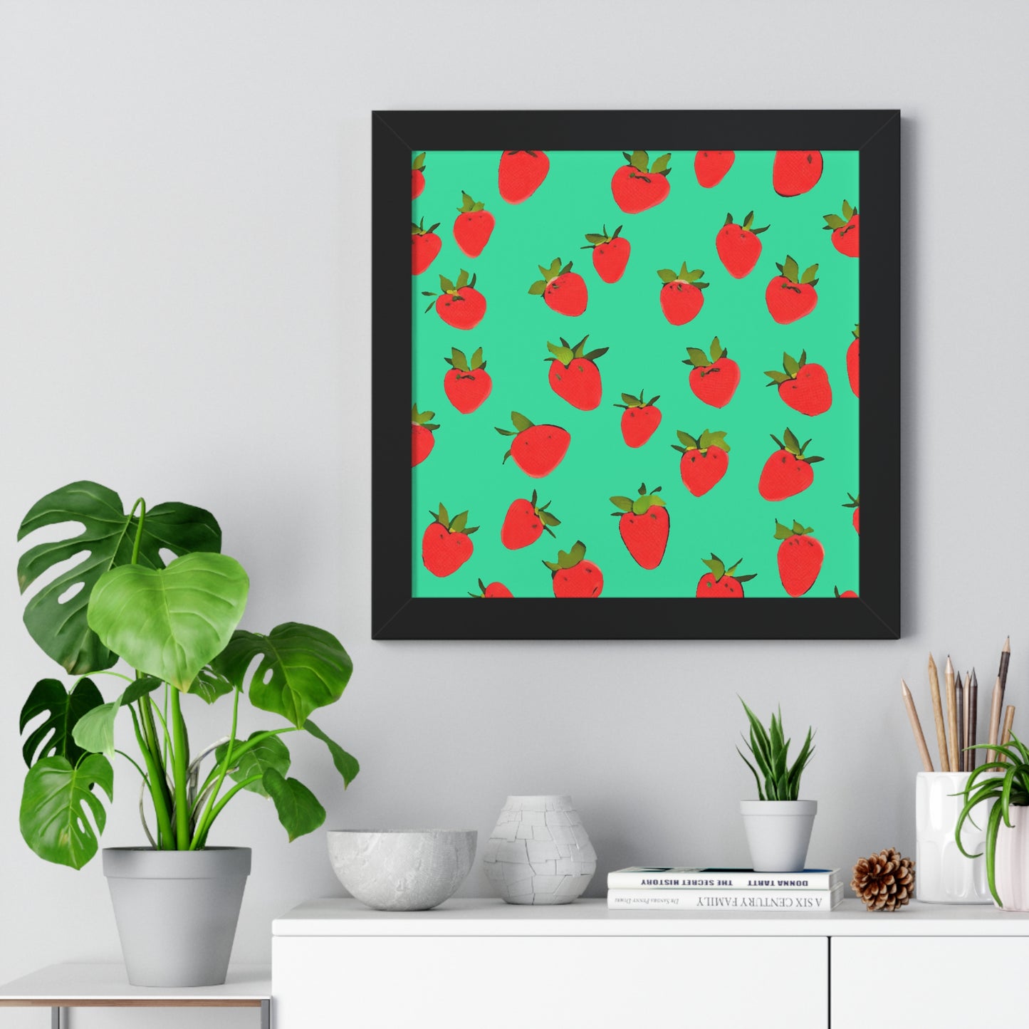 Strawberry Pattern - Framed Poster