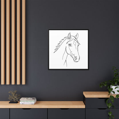 Horse Portrait Sketch - Framed Canvas