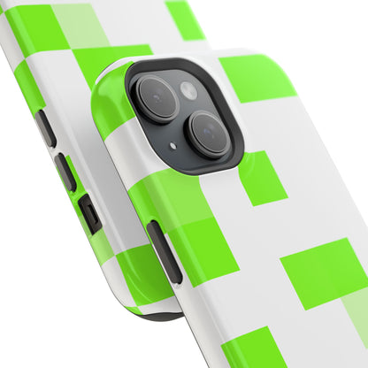 Lime Green Pixel Grid - Magnetic Phone Case