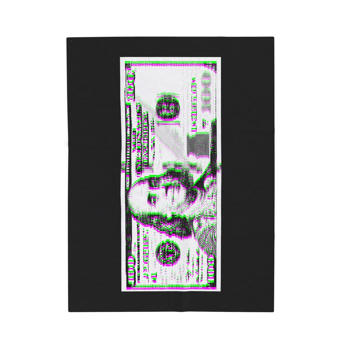 100 Dollars Bill - Green/Magenta Glitch - Plush Blanket