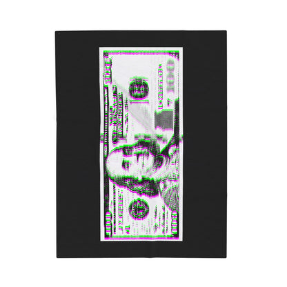 100 Dollars Bill - Green/Magenta Glitch - Plush Blanket