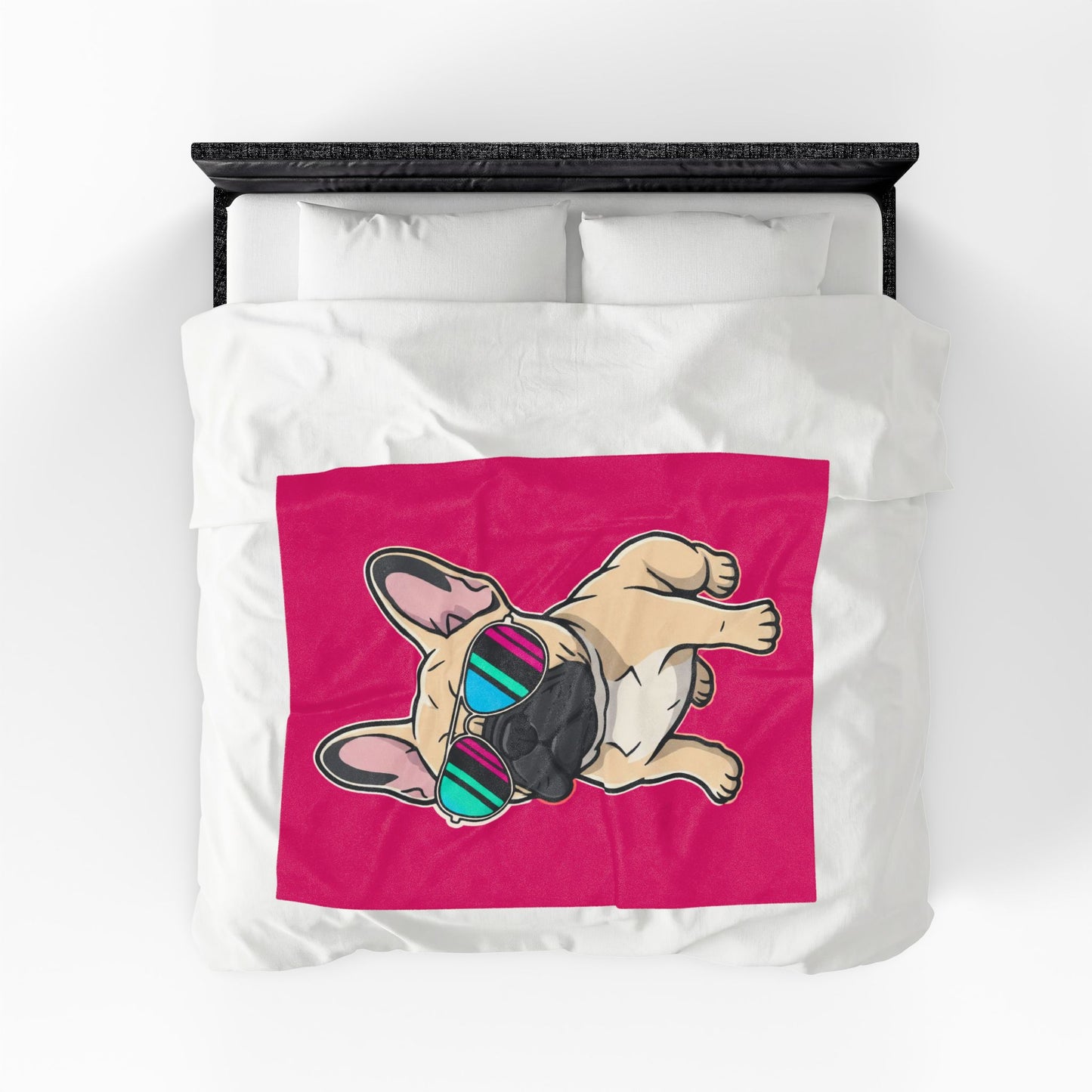 French Bulldog with Sunglasses - Plush Blanket