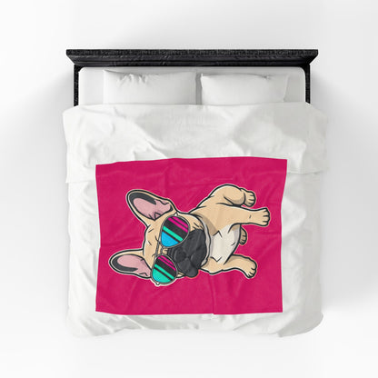French Bulldog with Sunglasses - Plush Blanket