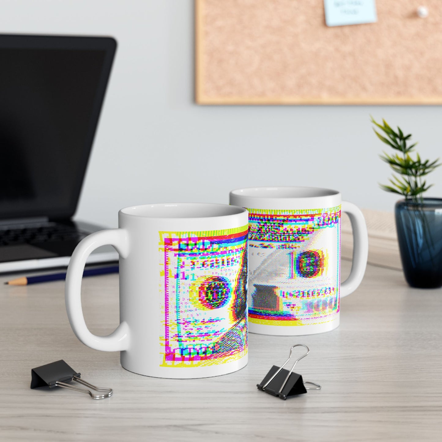 100 Dollars Bill - Neon Color Explosion - Mug