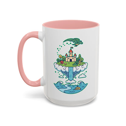 Floating Castle Dragon - Magical Fantasy Island - Color Accent Mug