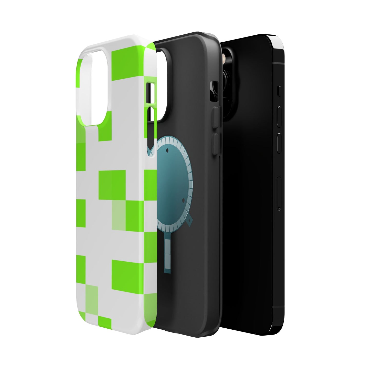 Lime Green Pixel Grid - Magnetic Phone Case