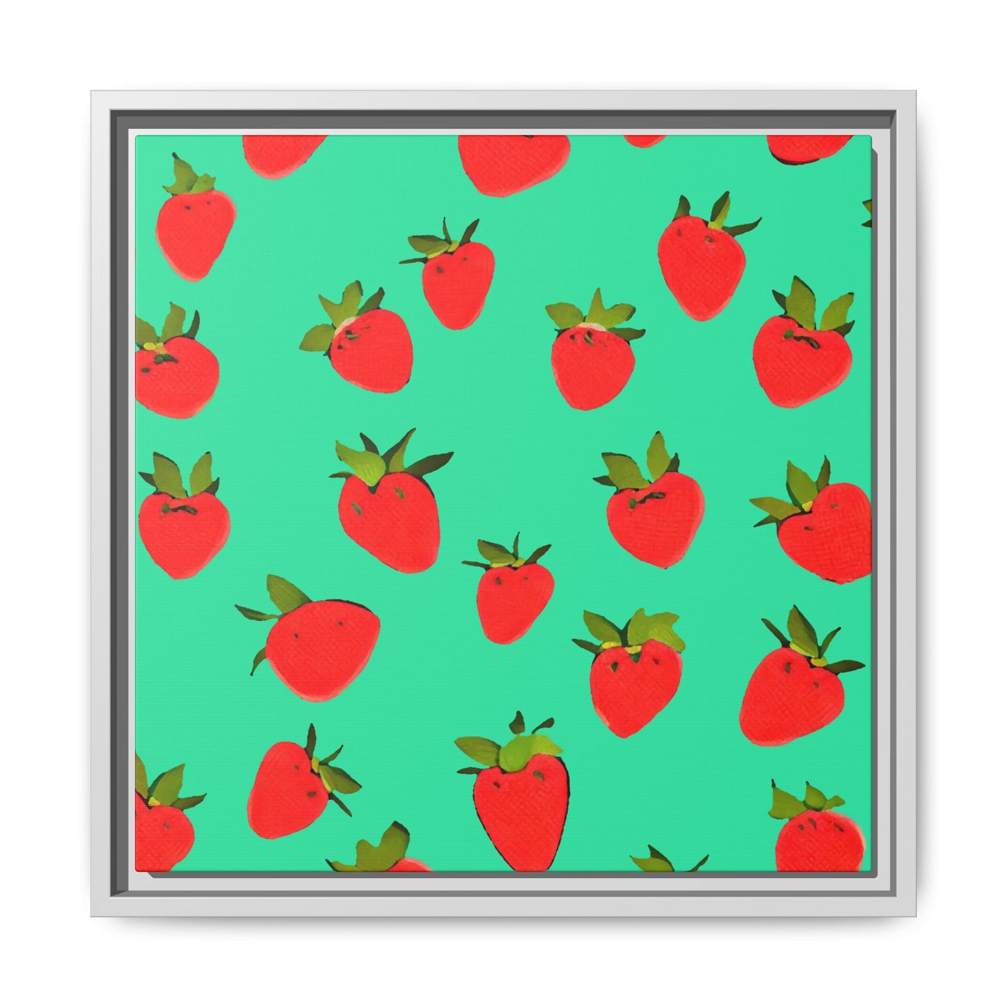 Strawberry Pattern - Framed Canvas