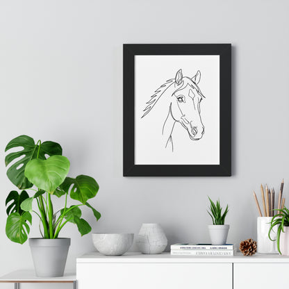 Horse Portrait Sketch - Framed Poster
