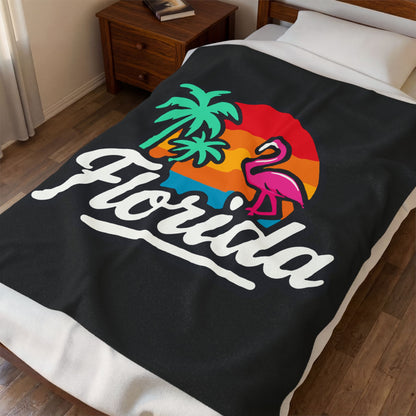 Florida Sunset Palm - Plush Blanket