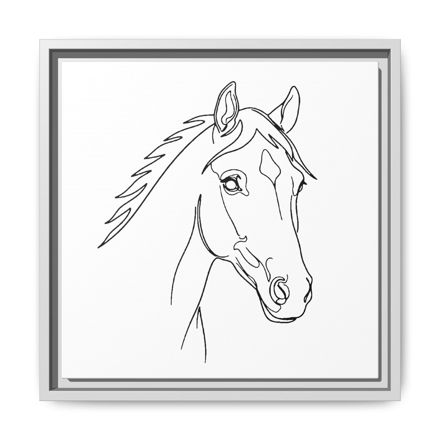 Horse Portrait Sketch - Framed Canvas