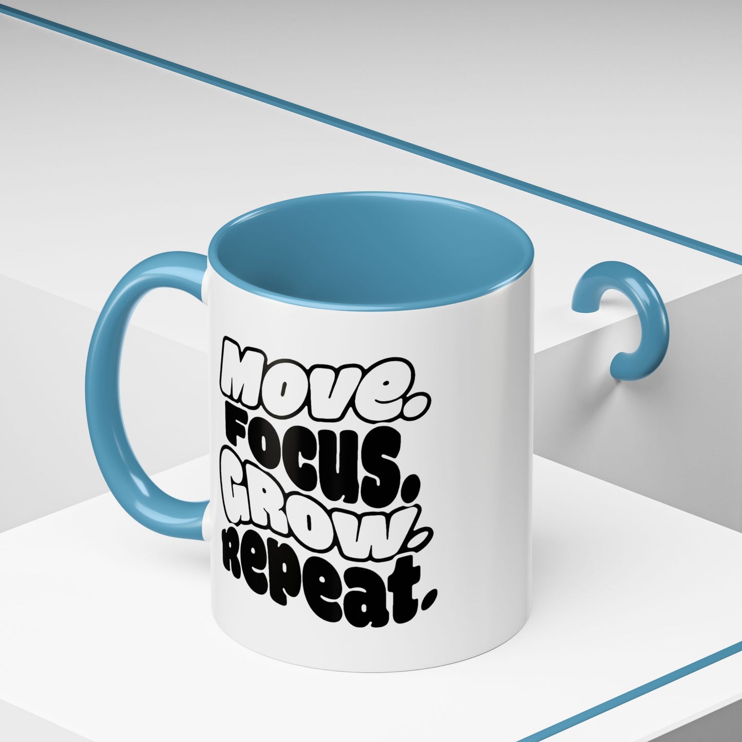 Move. Focus. Grow. Repeat. - Color Accent Mug