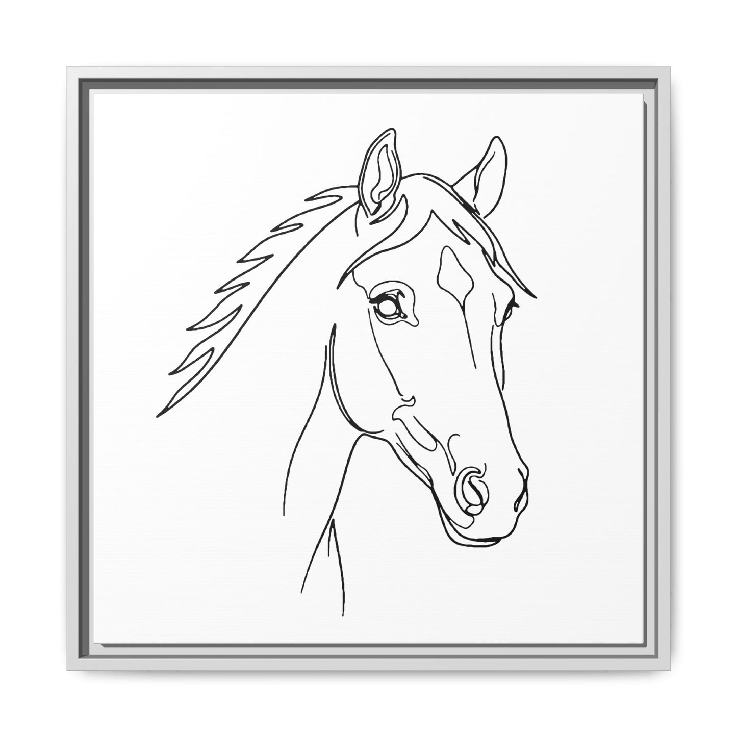 Horse Portrait Sketch - Framed Canvas