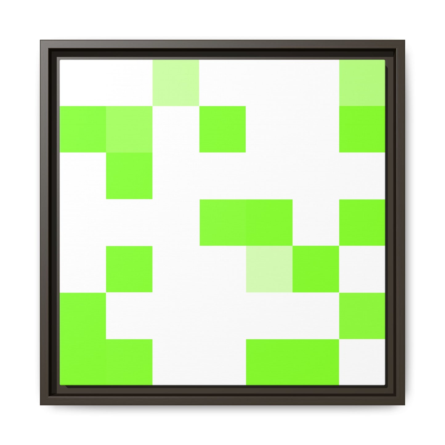 Lime Green Pixel Grid - Framed Canvas