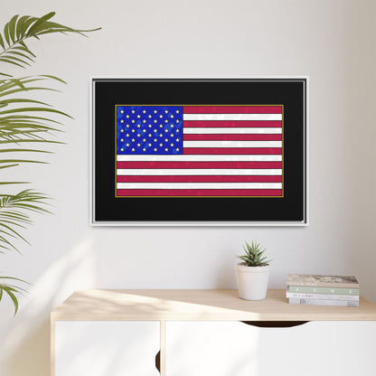 New Glory American Flag (Gold Edge Edition) - Framed Canvas
