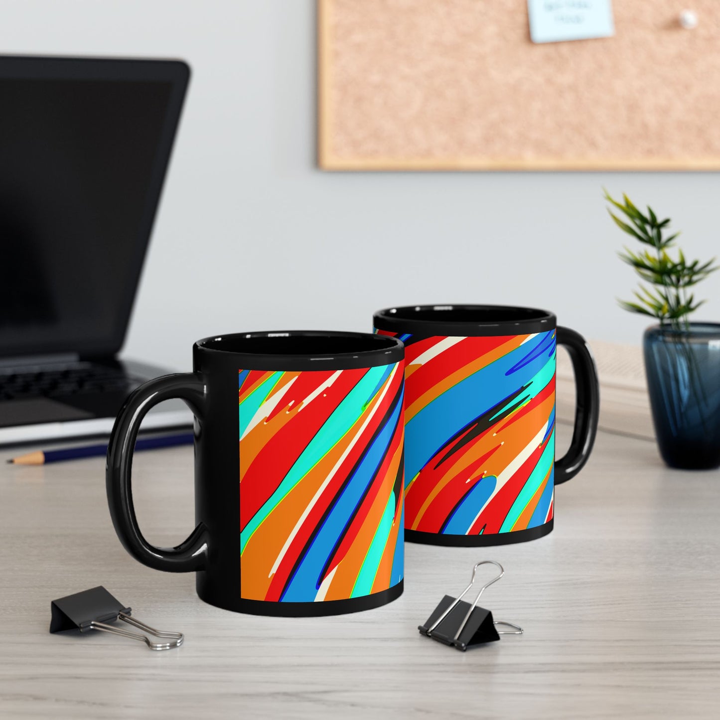 Abstract Rainbow Swirl Arc - Black Mug