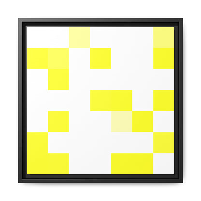 Yellow Pixel Grid - Framed Canvas