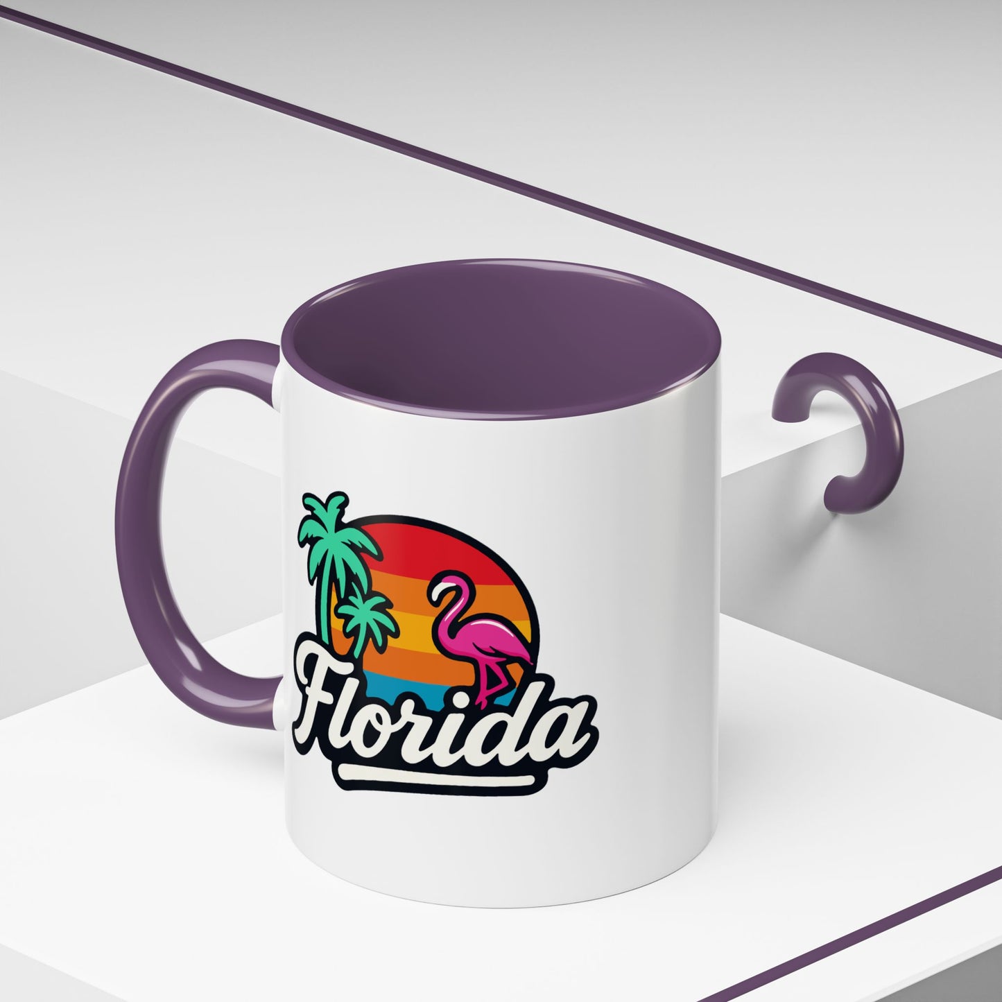 Florida Sunset Palm - Color Accent Mug