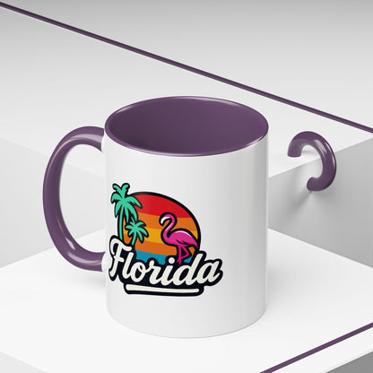 Florida Sunset Palm - Color Accent Mug