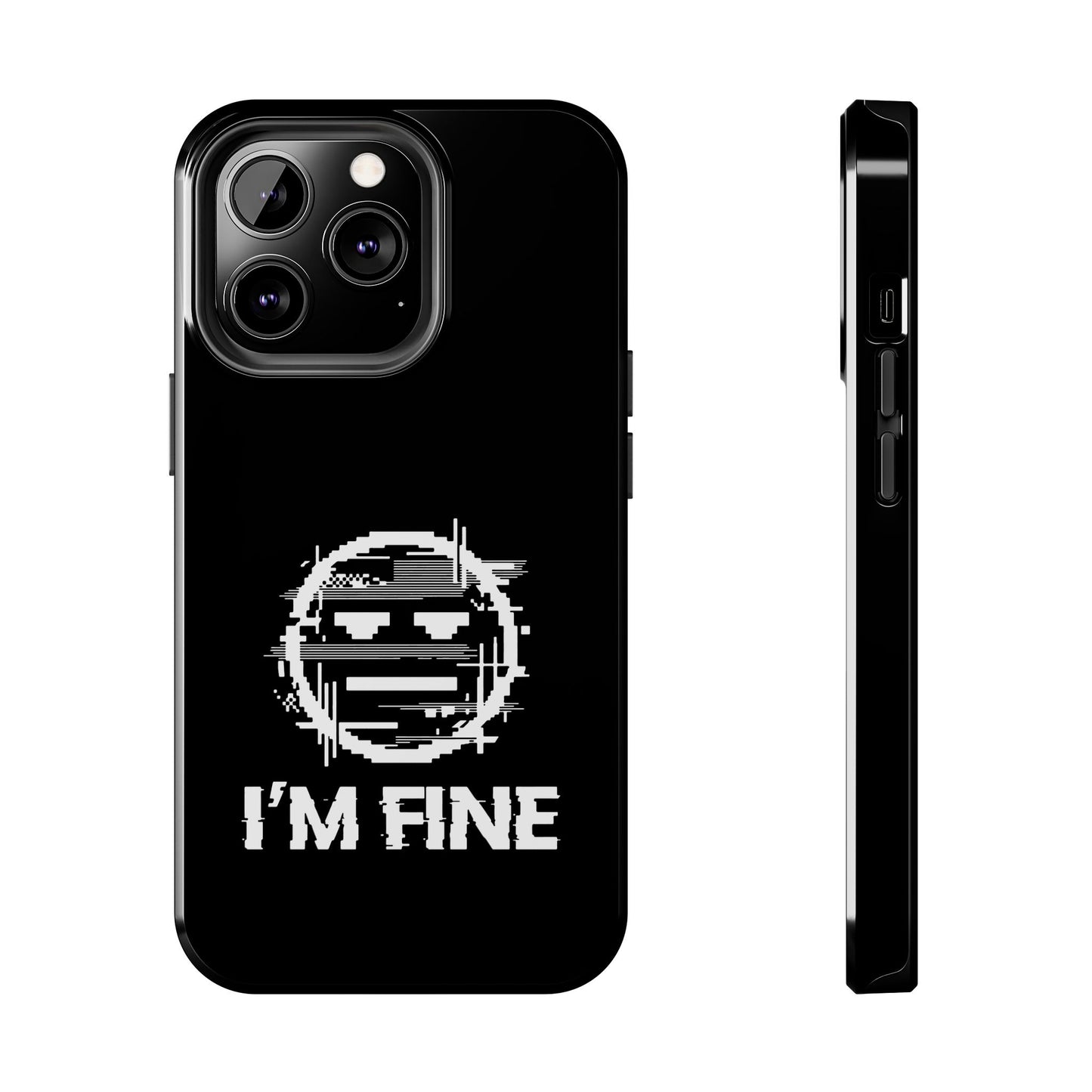 I’m Fine Glitched Smiley - Phone Case