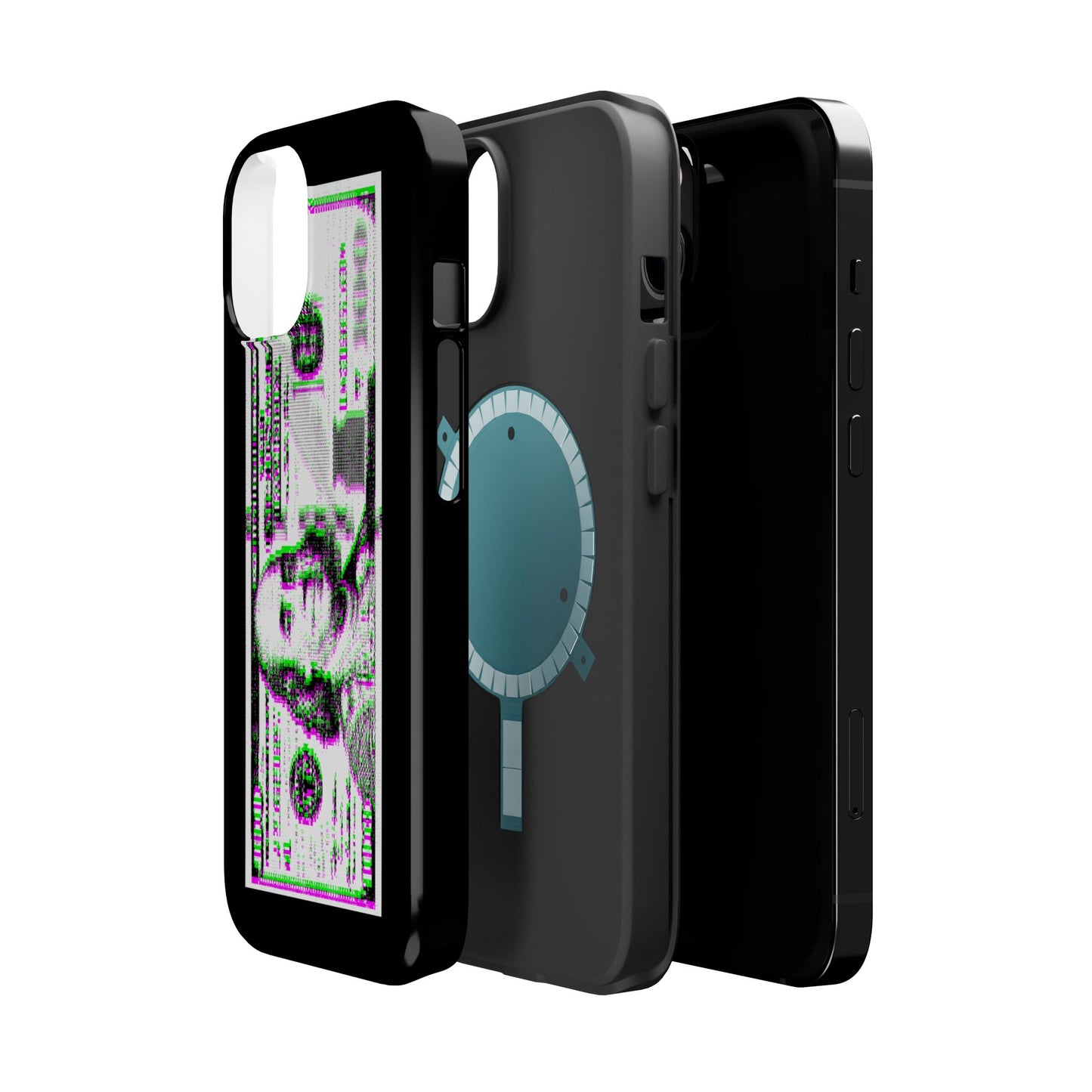 100 Dollars Bill - Green/Magenta Glitch - Magnetic Phone Case