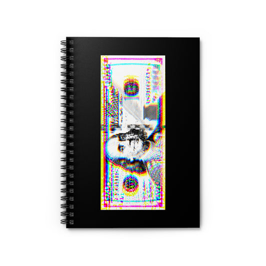 100 Dollars Bill - Neon Color Explosion - Spiral Notebook