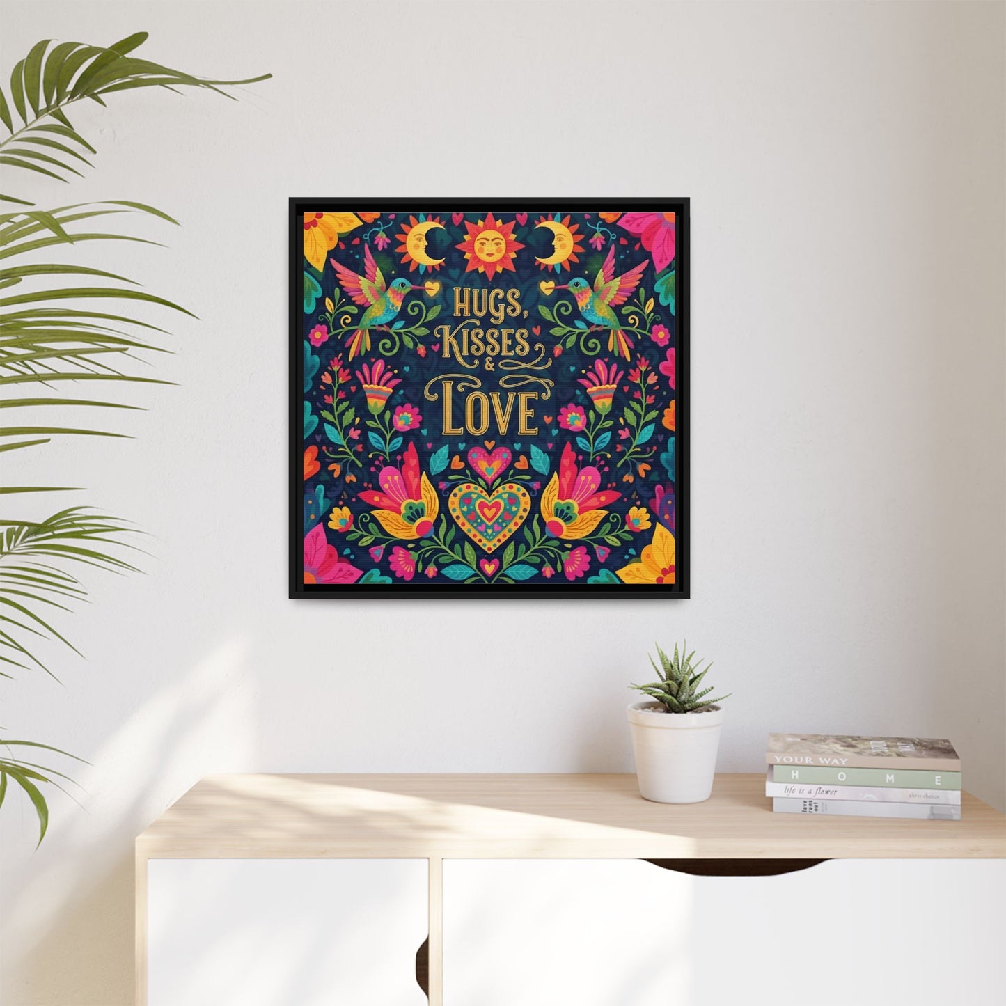 Hugs, Kisses & Love - Framed Canvas