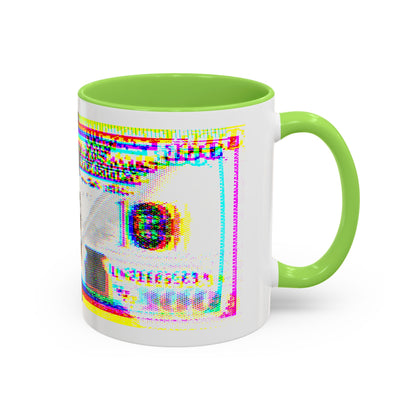 100 Dollars Bill - Neon Color Explosion - Color Accent Mug