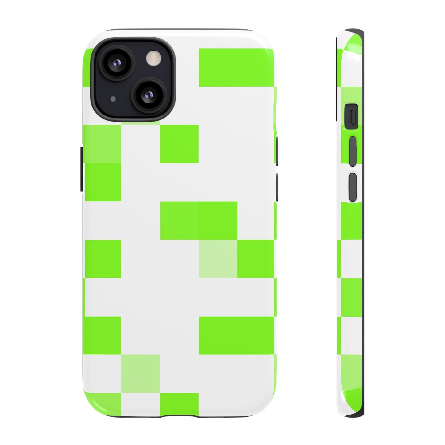 Lime Green Pixel Grid - Phone Case
