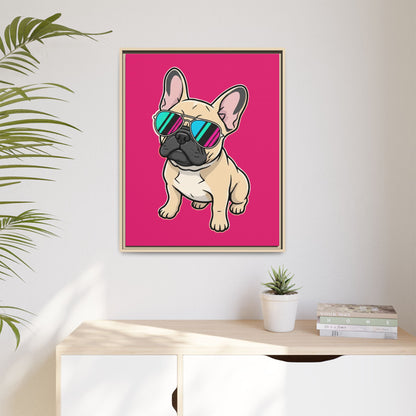 French Bulldog with Sunglasses - Framed Canvas