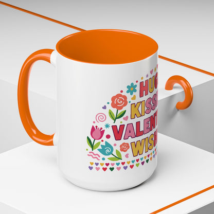 Hugs, Kisses & Valentine’s Wishes - Color Accent Mug