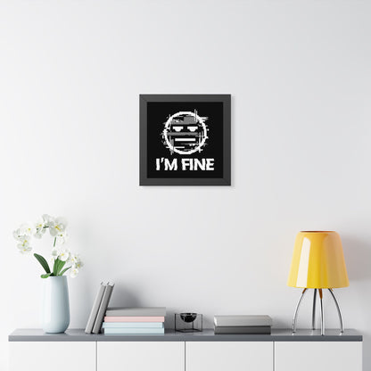 I’m Fine Glitched Smiley - Framed Poster